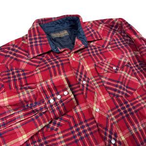 Vintage Flannel Pearl Snap Shirt Men's Large USA Hiking 90s‎ Gorpcore Outdoor